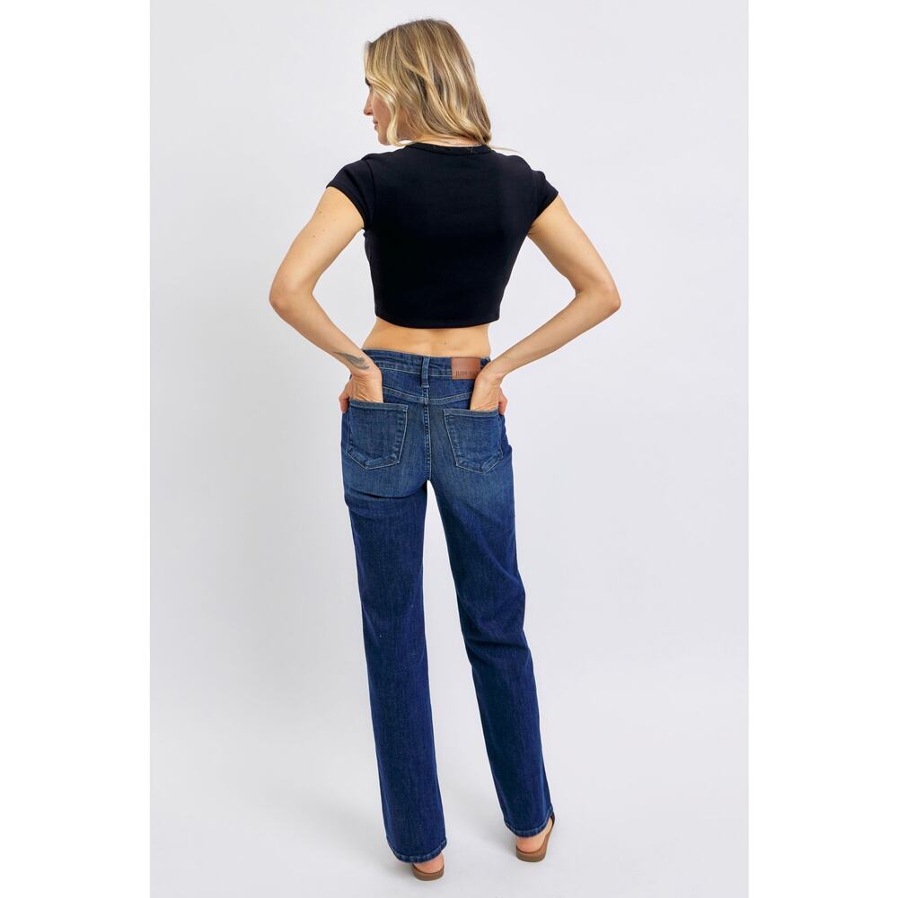 Judy Blue Tummy Control Mid Rise Straight Jeans - JB88861DK - Size 1/25 - Picture 5 of 8